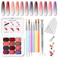 Karroy Christmas Gel Polish Set – 12-Color Ombre Palette with 100 Sponges, 6 Brushes & 1 Grabber