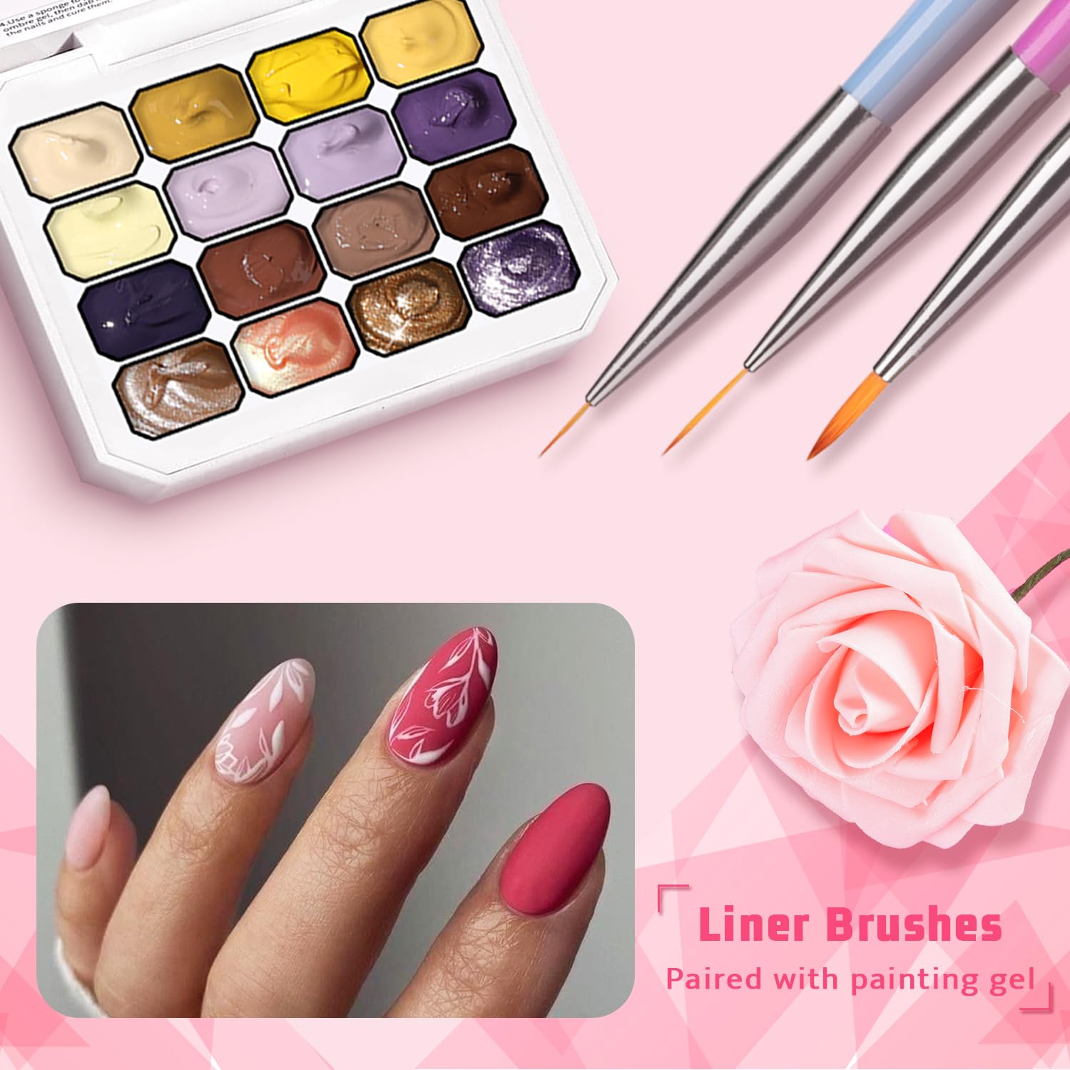 Karroy Glitter Pat Gel Nail Palette Set 04 – 16 Ombre & Chrome Colors