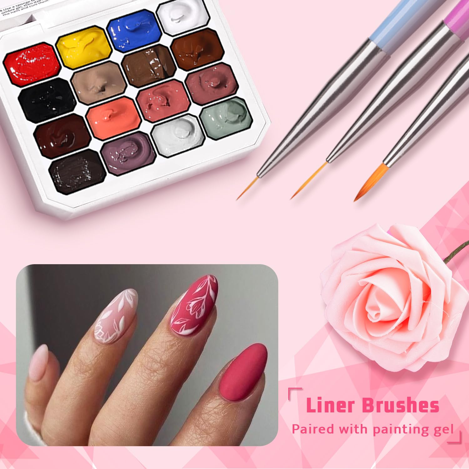 Karroy Sponges Pat Gel Nail Palette Set 03 — 16-Color Ombre Gel System (No Wipe)