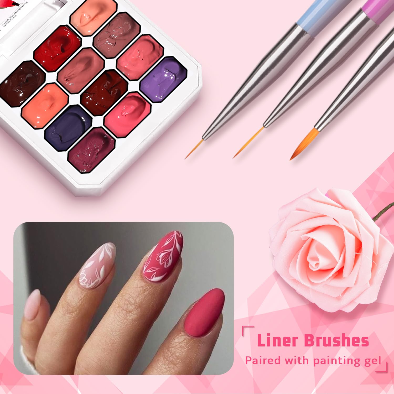 Karroy Christmas Gel Polish Set – 12-Color Ombre Palette with 100 Sponges, 6 Brushes & 1 Grabber