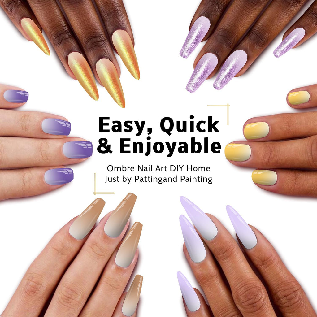 Karroy Sponges Pat Gel Nail Polish Palette – 16-Color Ombre Gradient Gel, No Wipe, UV/LED Cure