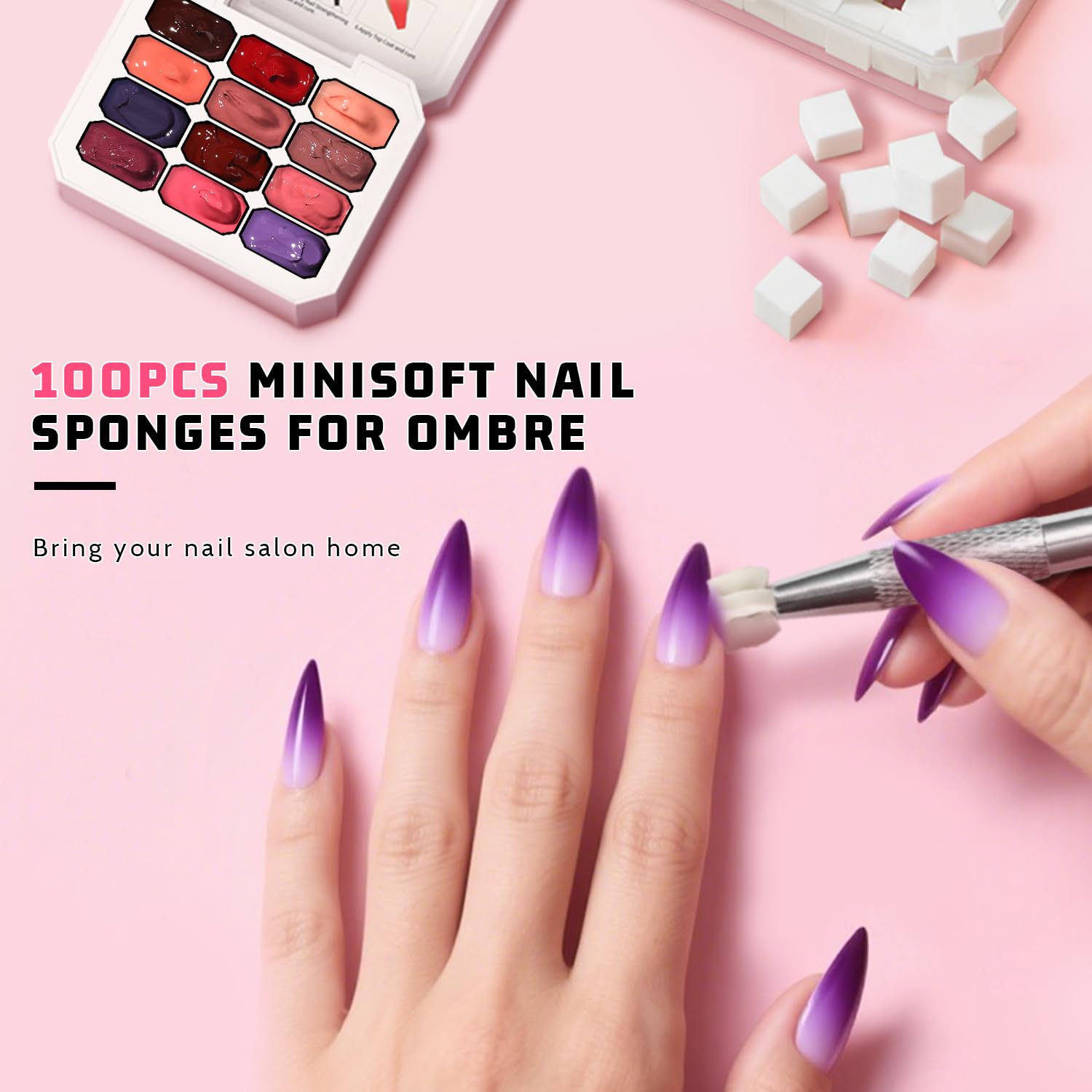 Karroy Christmas Gel Polish Set – 12-Color Ombre Palette with 100 Sponges, 6 Brushes & 1 Grabber