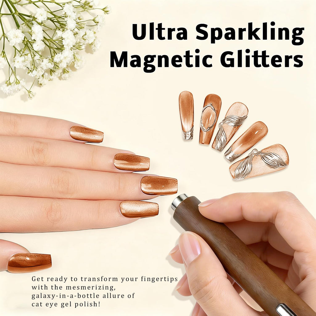 Karroy Cat Eye Gel Nail Polish Kit – Magnetic Shimmer Gel Polish (9 Colors) | Soak-Off, UV/LED Cured