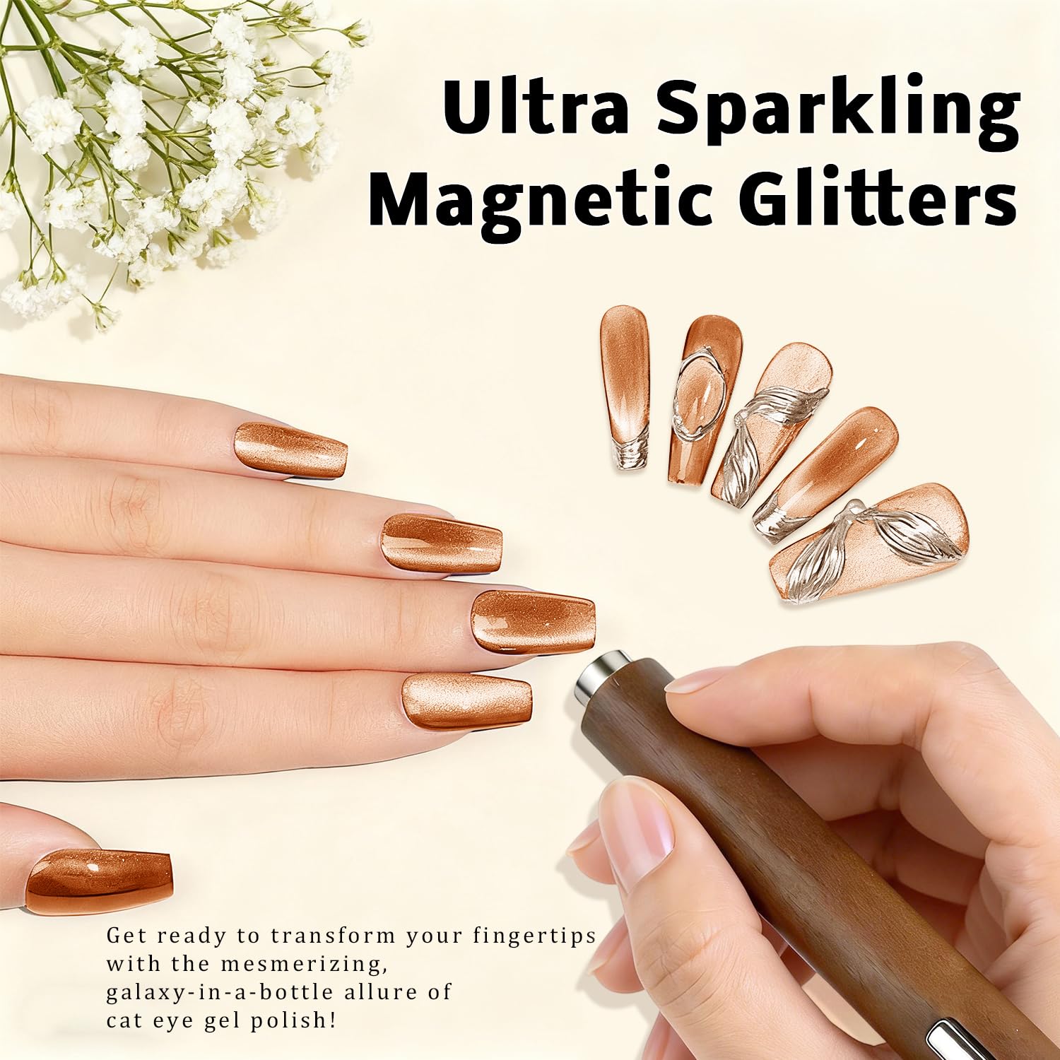 Karroy Cat Eye Gel Nail Polish Kit – Magnetic Shimmer Gel Polish (9 Colors) | Soak-Off, UV/LED Cured