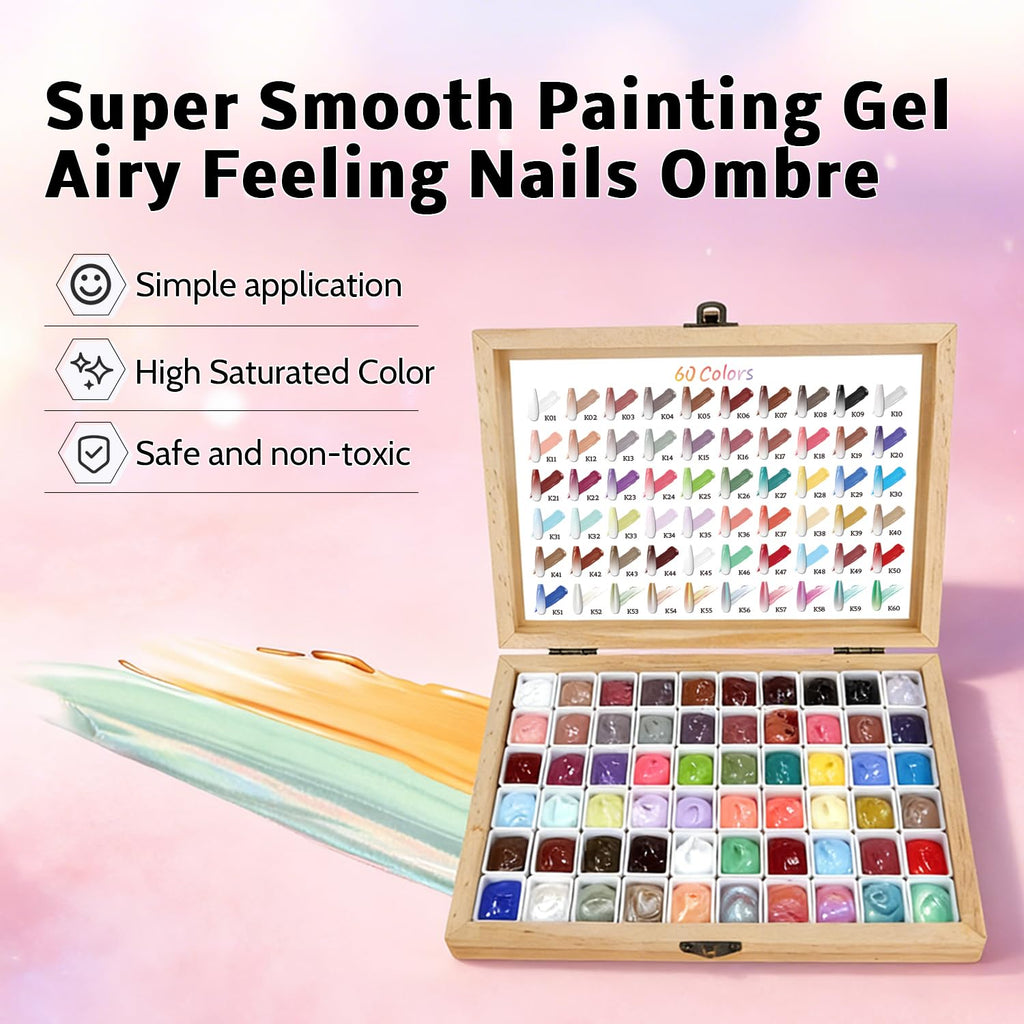 Karroy Sponge Pat Gel Polish Palette — 60 Colors Ombre Gel Nail Kit for DIY Nails