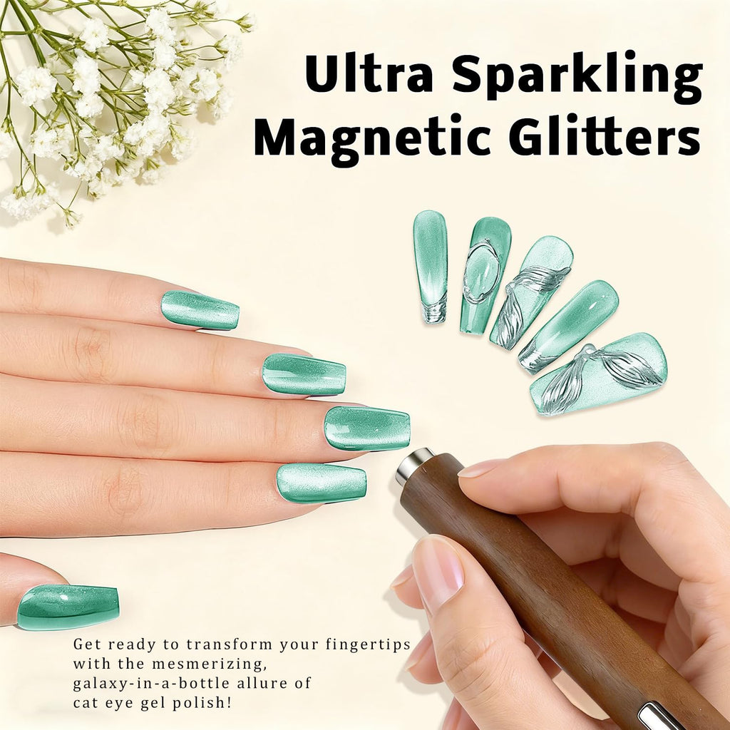 Karroy Cat Eye Gel Nail Polish Kit - 9-Color Magnetic Shimmer, UV/LED Cured