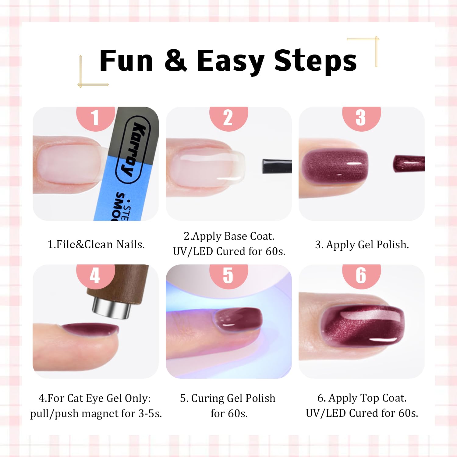 Karroy Cat Eye Gel Nail Polish Set – 9 Colors Magnetic Shimmer Kit