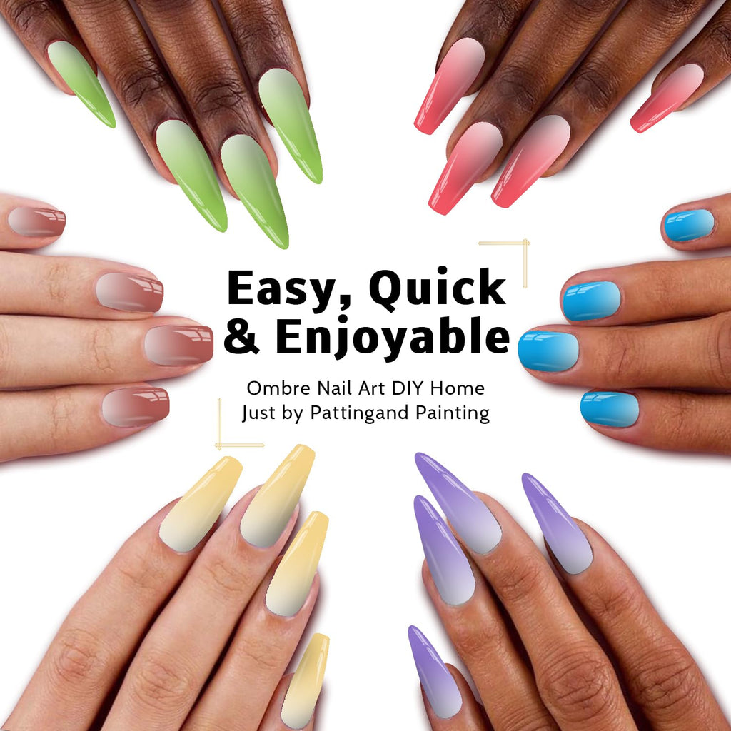 Karroy 24 Colors Sponge Pat Paint Nail Gel Kit — Ombre Nail Art, Floral Design, UV/LED Curing, No Wipe