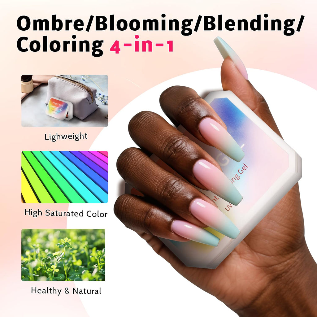 Karroy Sponge Pat Paint Nail Gel No Wipe – Ombre Gradient Nail Art (9 Colors, L)