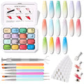 Karroy Sponges Pat Gel Nail Polish Palette – 16-Color Ombre Gel Set (No-Wipe) UV/LED, 100 Sponges, 6 Brushes