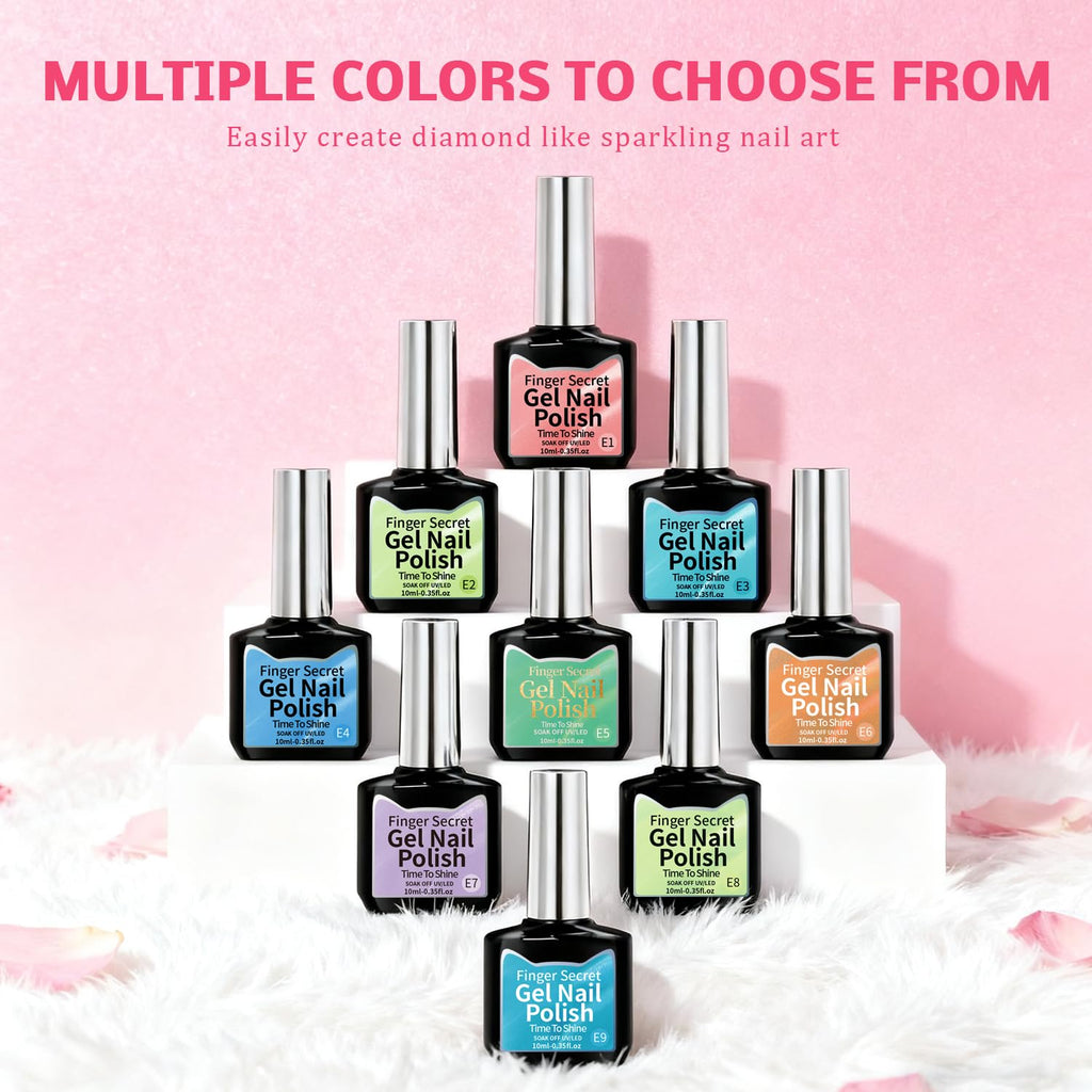 Karroy Cat Eye Gel Nail Polish Kit - 9-Color Magnetic Shimmer, UV/LED Cured