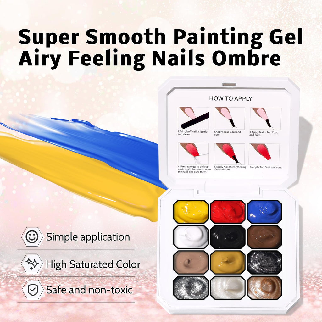 Karroy Metallic Gel Polish Set — 12 Colors Ombre Palette, UV/LED No-Wipe