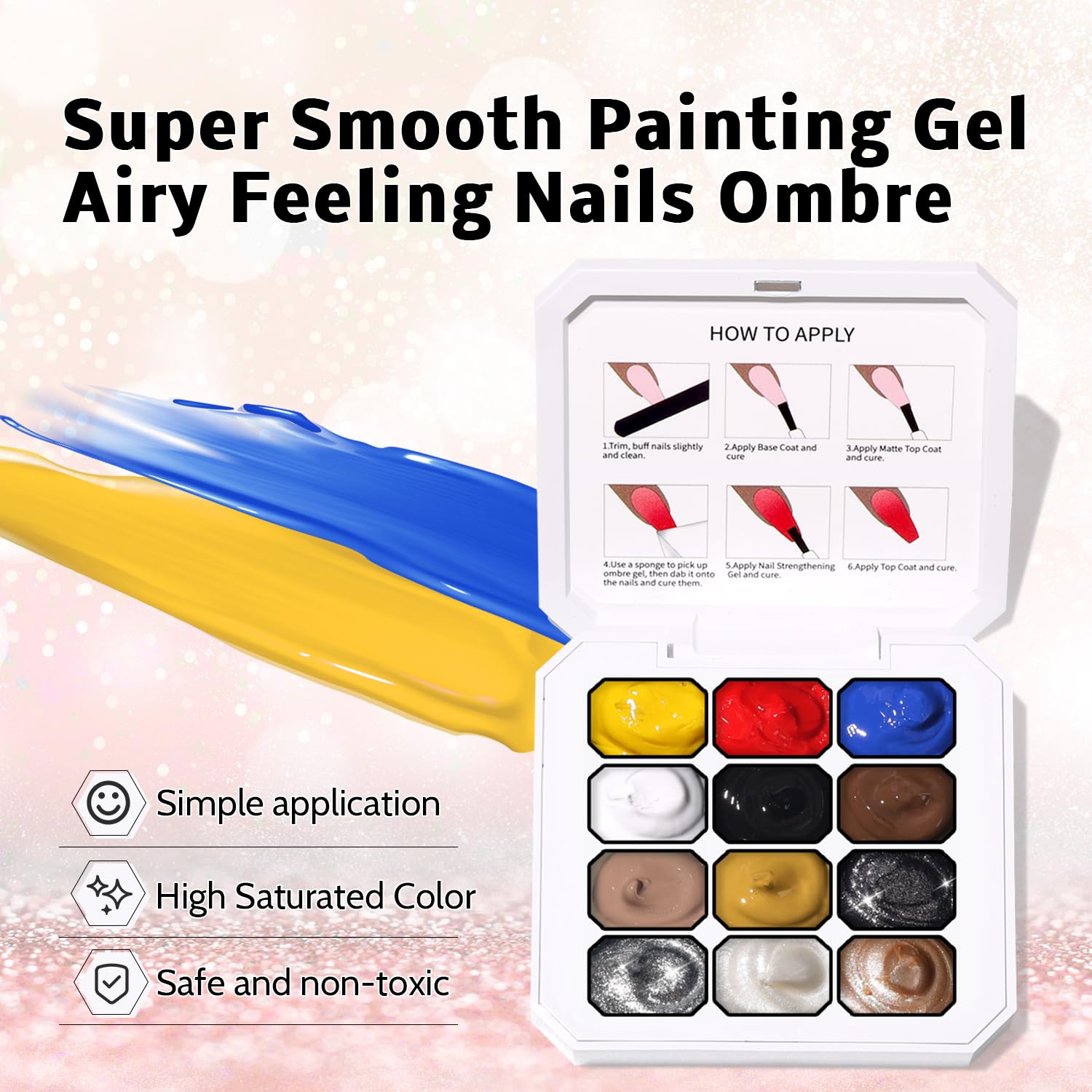 Karroy Metallic Gel Polish Set — 12 Colors Ombre Palette, UV/LED No-Wipe