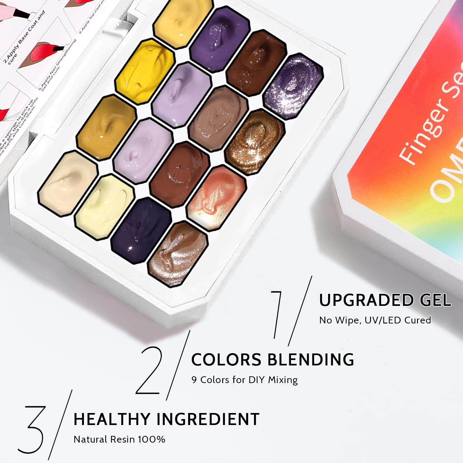 Karroy Sponges Pat Gel Nail Polish Palette – 16-Color Ombre Gradient Gel, No Wipe, UV/LED Cure