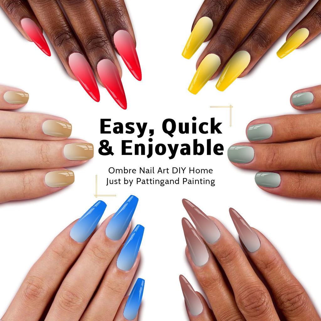 Karroy Sponge Pat Paint Nail Gel – Ombre Gradient Nail Art, No Wipe, UV/LED Curing (16 Colors)
