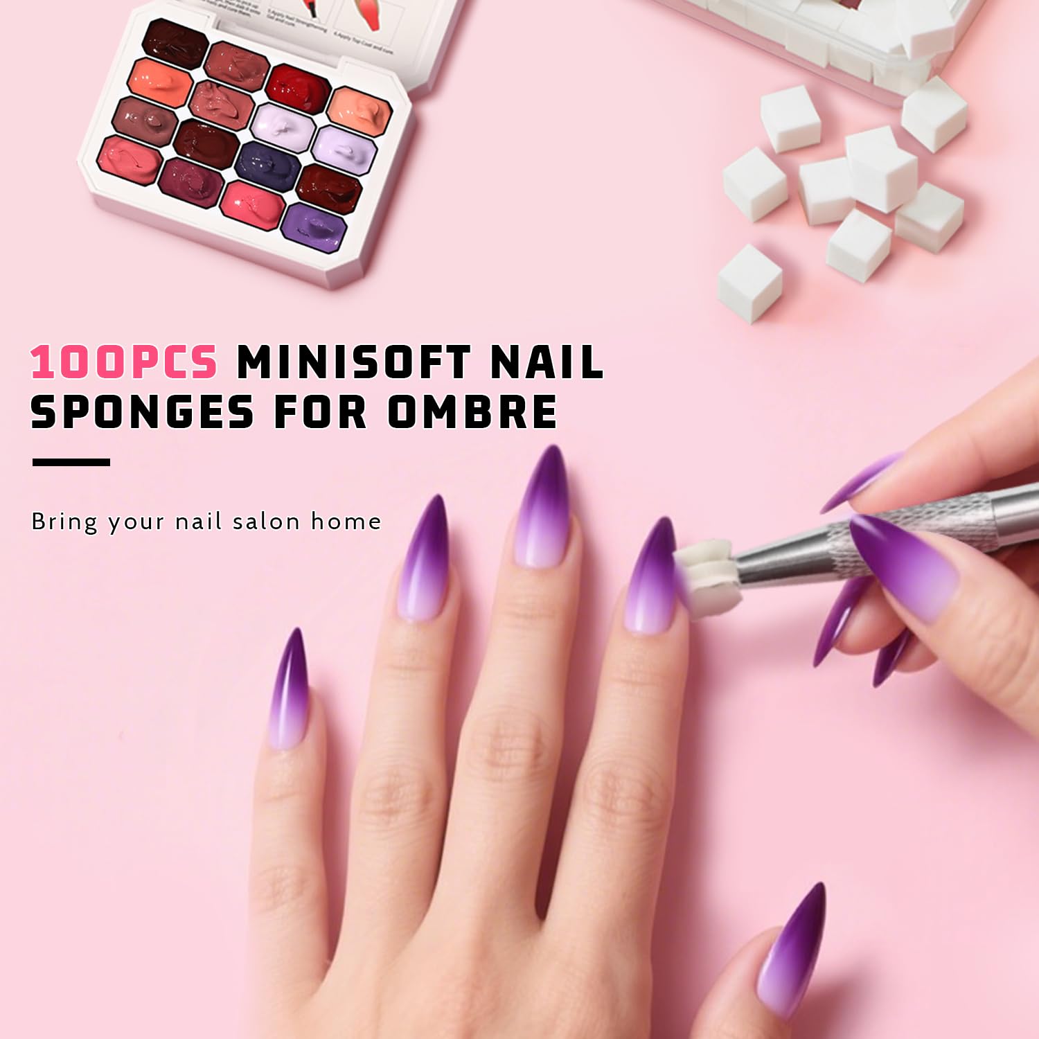 Karroy Sponges Pat Gel Nail Polish Palette Set 06 – 16-Color Ombre Gel Kit