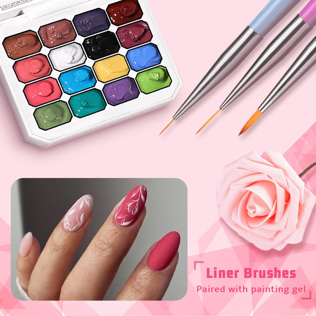 Karroy Sponges Pat Gel Nail Polish Palette – 16-Color Ombre Gel Set with Sponges & Brushes (Set 02)