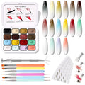 Karroy Sponges Pat Gel Nail Polish Palette – 16-Color Ombre Gel Set (100 Sponges, 6 Brushes, Grabber)