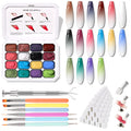 Karroy Sponges Pat Gel Nail Polish Palette – 16-Color Ombre Gel Set with Sponges & Brushes (Set 02)