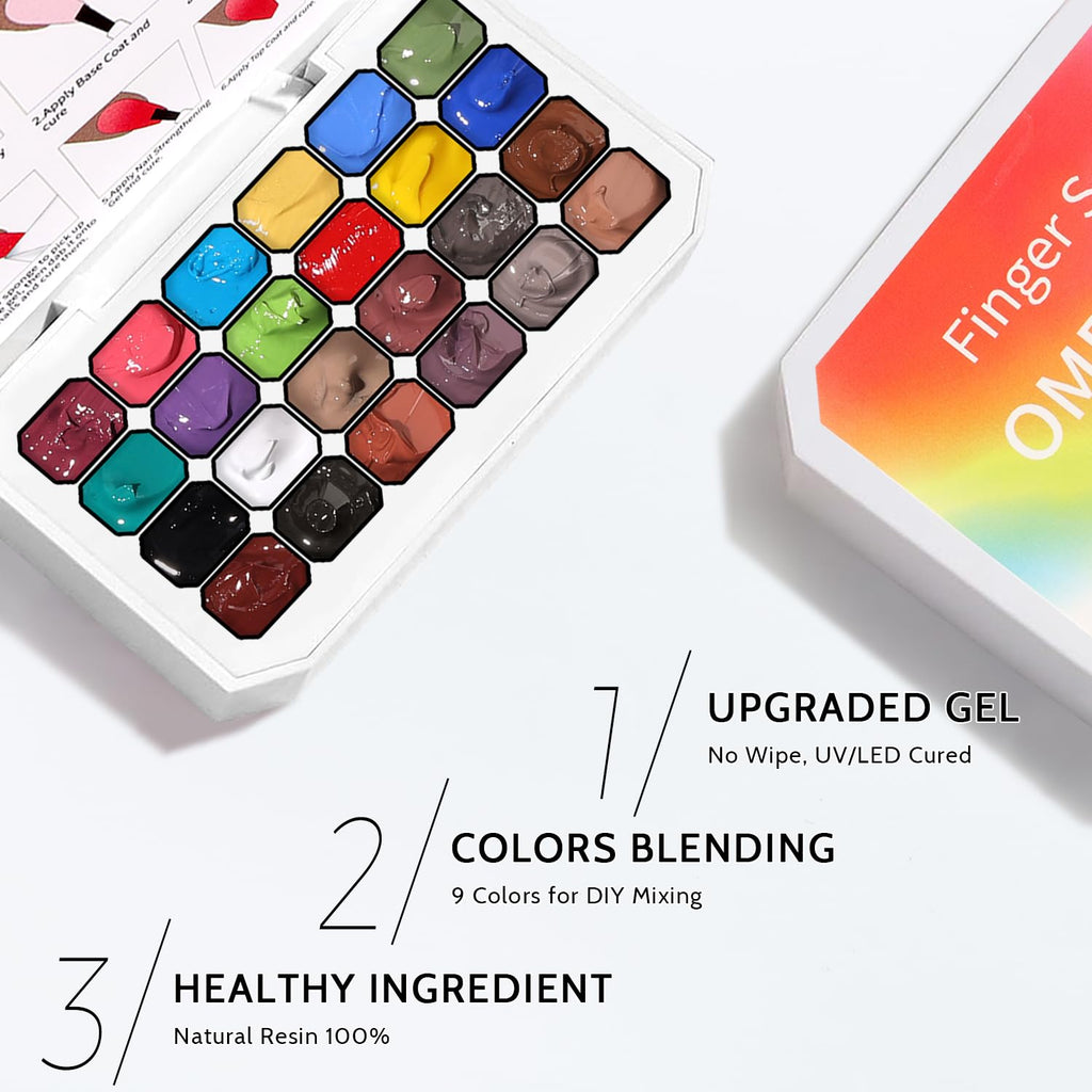 Karroy 24 Colors Sponge Pat Paint Nail Gel Kit — Ombre Nail Art, Floral Design, UV/LED Curing, No Wipe