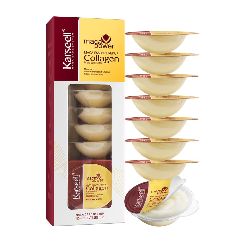 Karseell 8 Pack Collagen Hair Mask – Travel-Size Deep Repair with Argan Oil