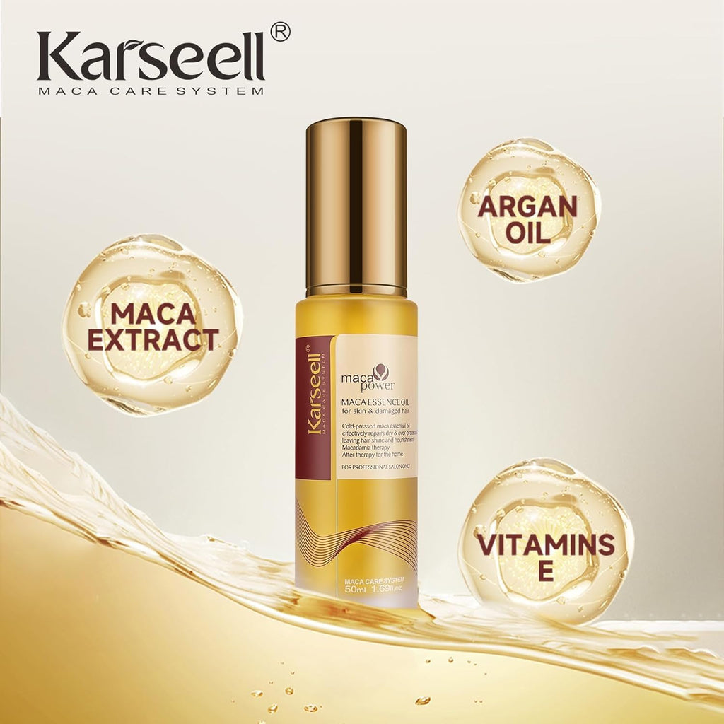 Karseell Collagen Hair Treatment Set – Shampoo, Conditioner & Hair Oil for Dry, Damaged Hair | All Hair Types | 2x16.9oz + 1.69oz