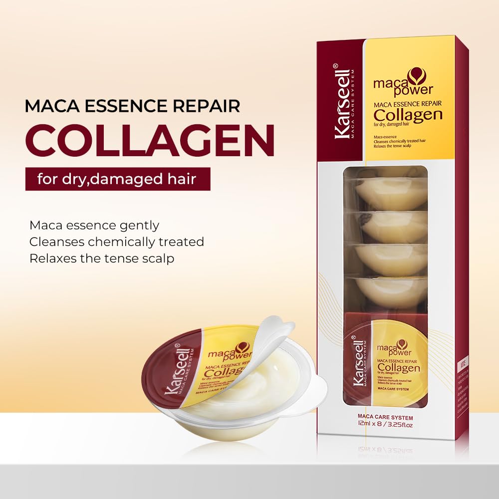 Karseell 8 Pack Collagen Hair Mask – Travel-Size Deep Repair with Argan Oil