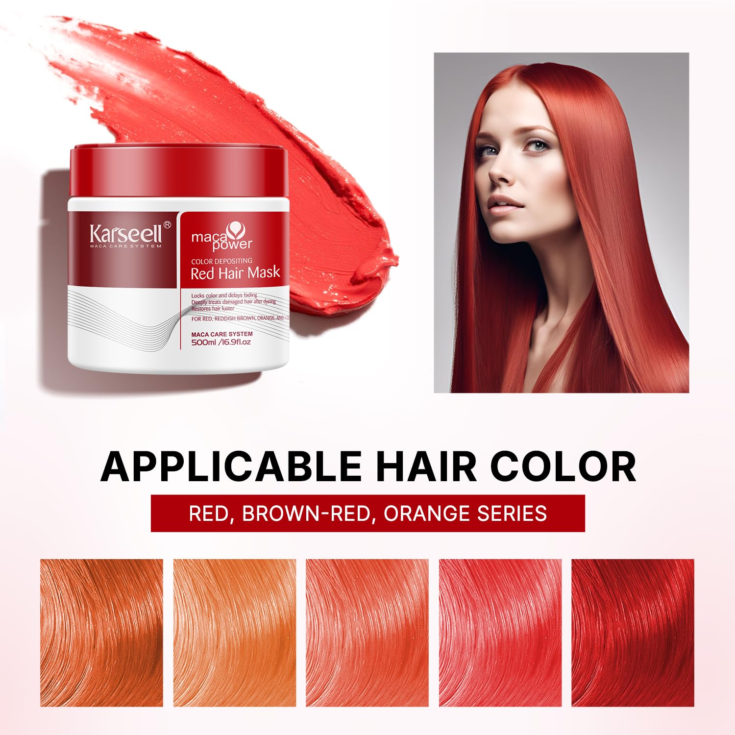 Karseell Color Depositing Conditioner Red Hair Mask – Color Boost & Hydration for Bleached Hair 500ml