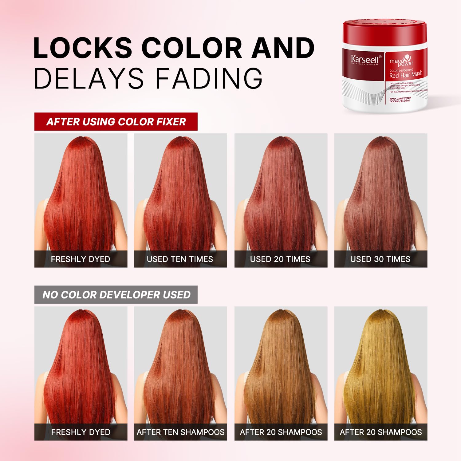 Karseell Color Depositing Conditioner Red Hair Mask – Color Boost & Hydration for Bleached Hair 500ml