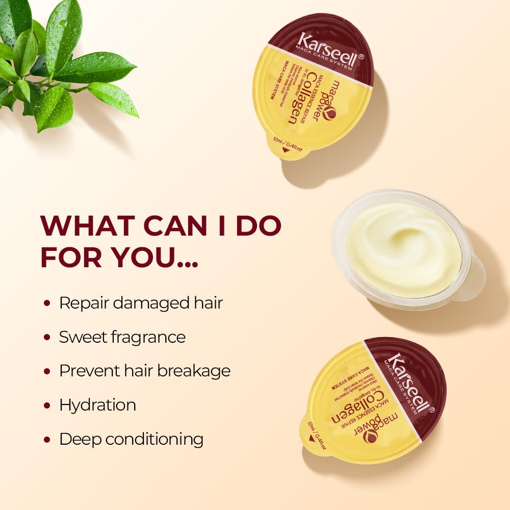 Karseell 8 Pack Collagen Hair Mask – Travel-Size Deep Repair with Argan Oil