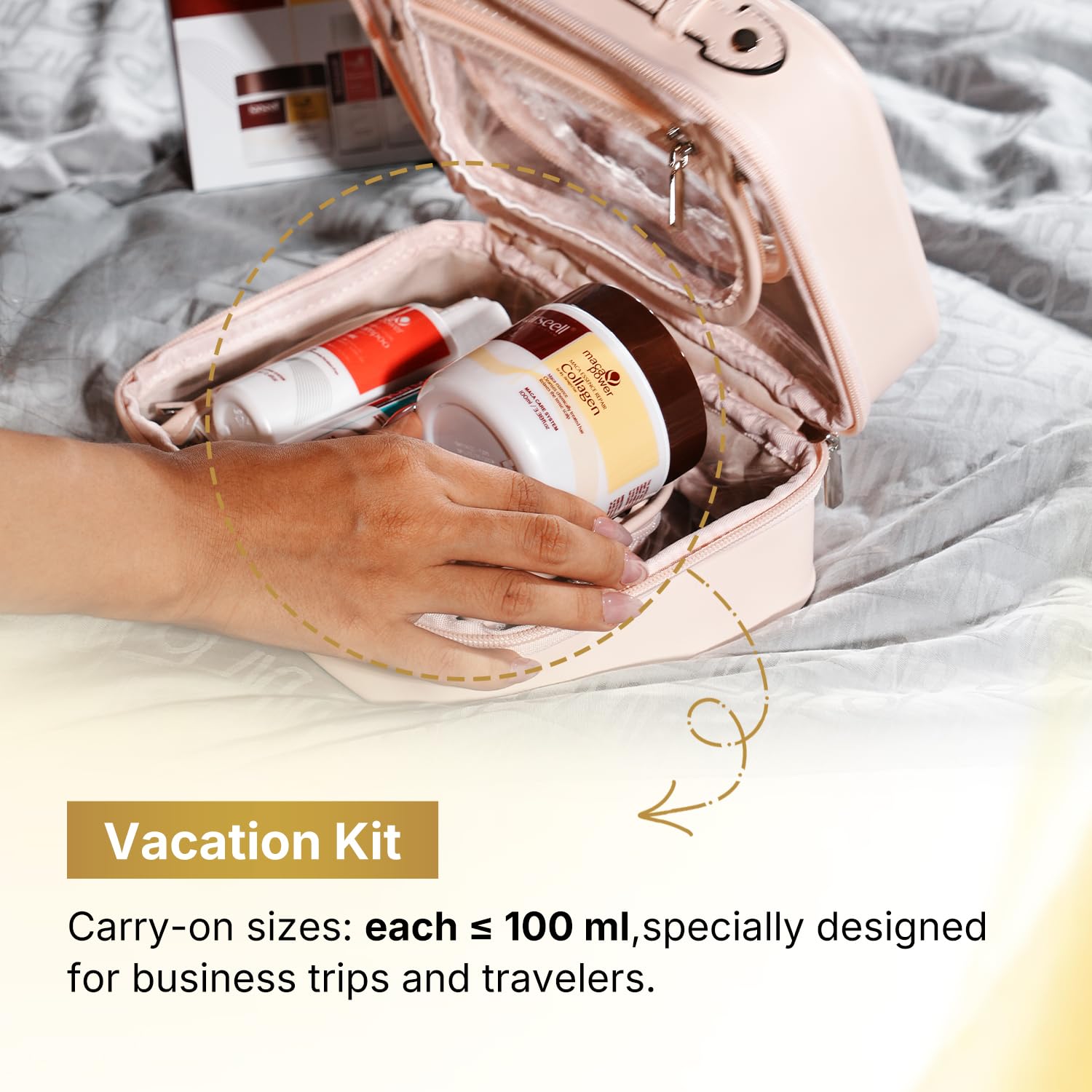 Karseell Travel Shampoo & Conditioner Set with Collagen Hair Mask — 3-Piece Carry-On Kit