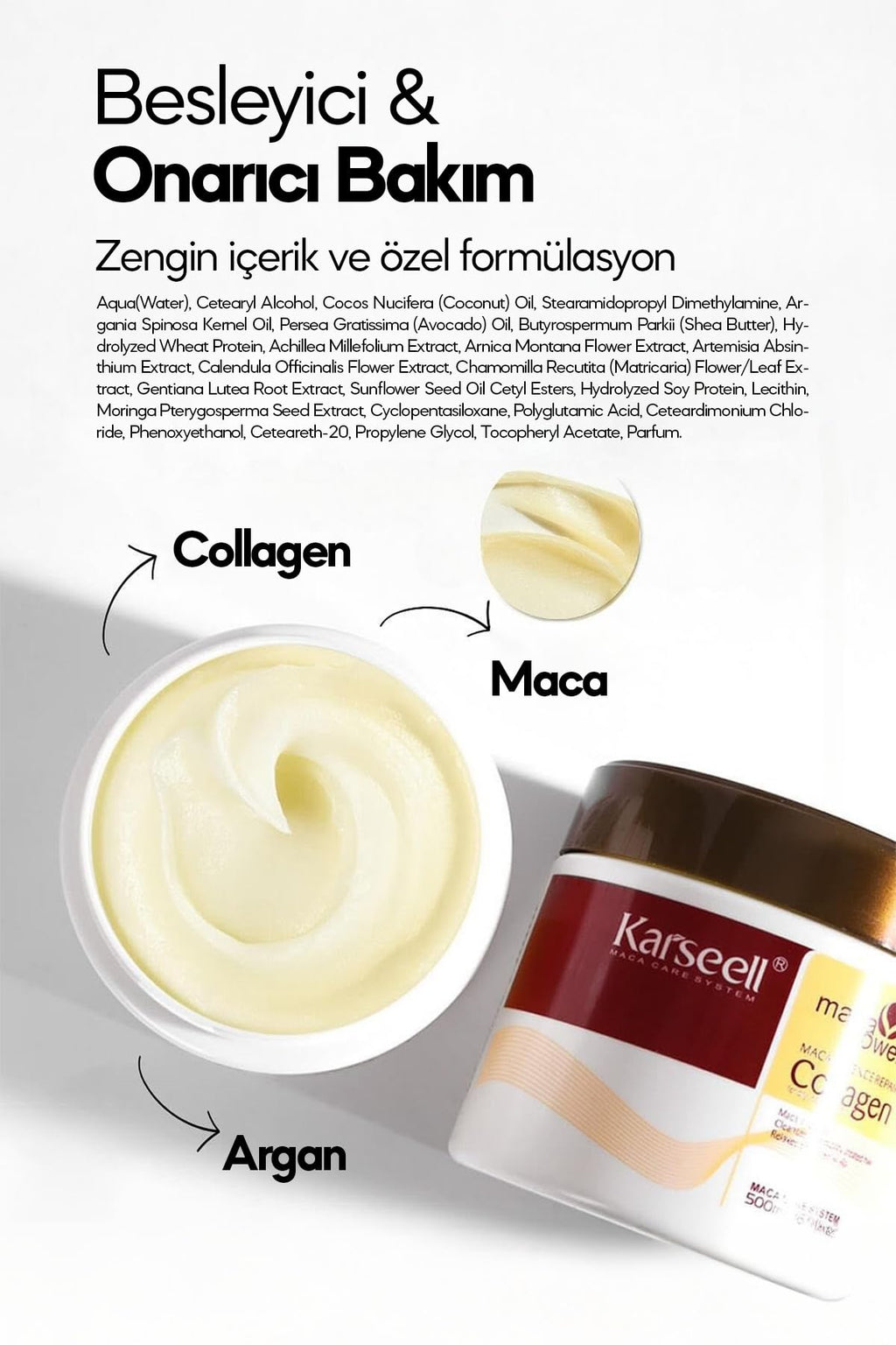 Karseell Hair Mask Deep Conditioner with Argan Oil, Collagen & Coconut Oil – 16.9oz / 500ml