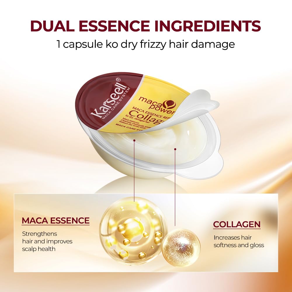 Karseell 8 Pack Collagen Hair Mask – Travel-Size Deep Repair with Argan Oil