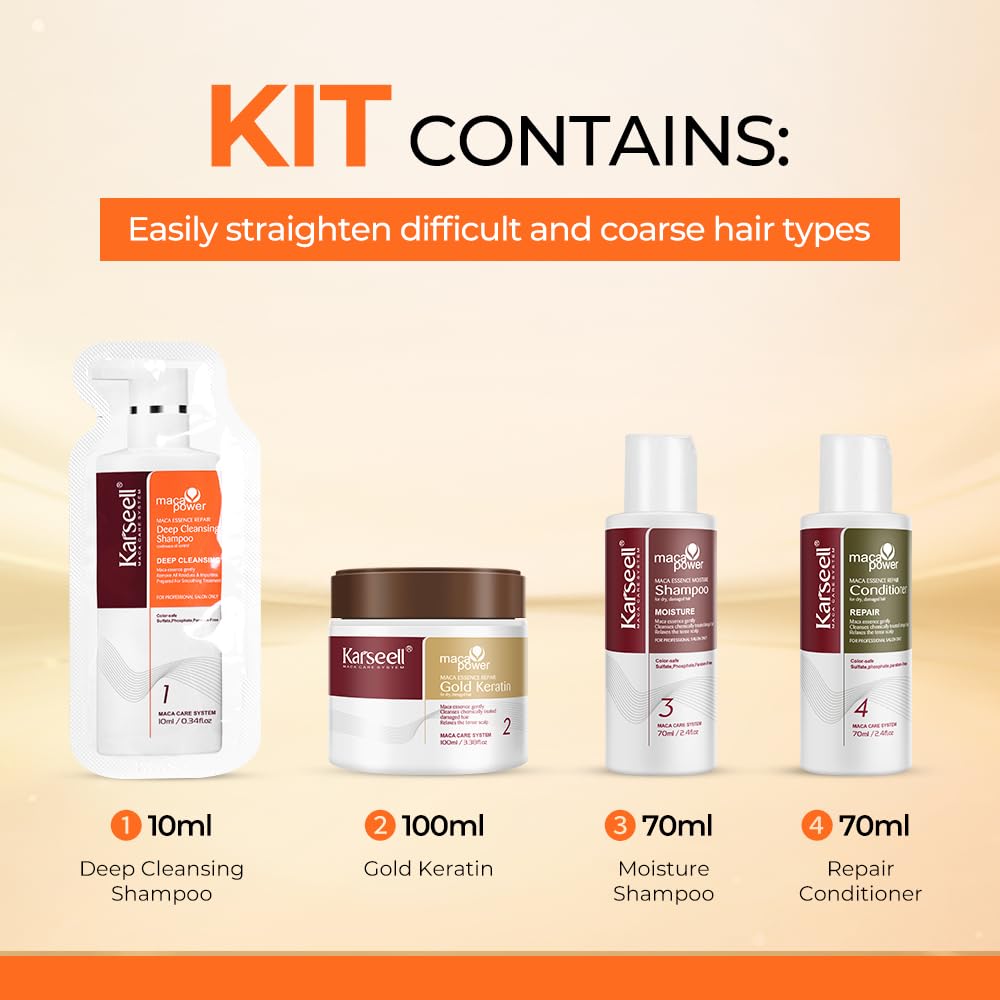 Karseell Maca Essence Repair Straightening Kit – 12 Weeks, Softer & Shinier Hair at Home