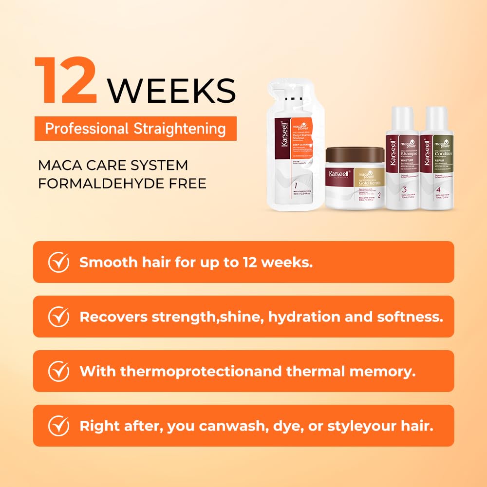 Karseell Maca Essence Repair Straightening Kit – 12 Weeks, Softer & Shinier Hair at Home
