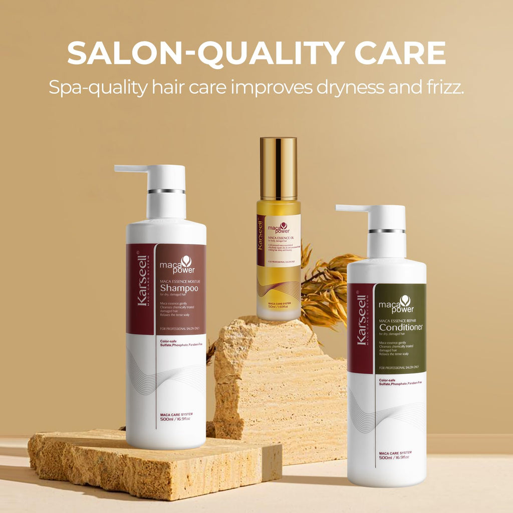 Karseell Collagen Hair Treatment Set – Shampoo, Conditioner & Hair Oil for Dry, Damaged Hair | All Hair Types | 2x16.9oz + 1.69oz