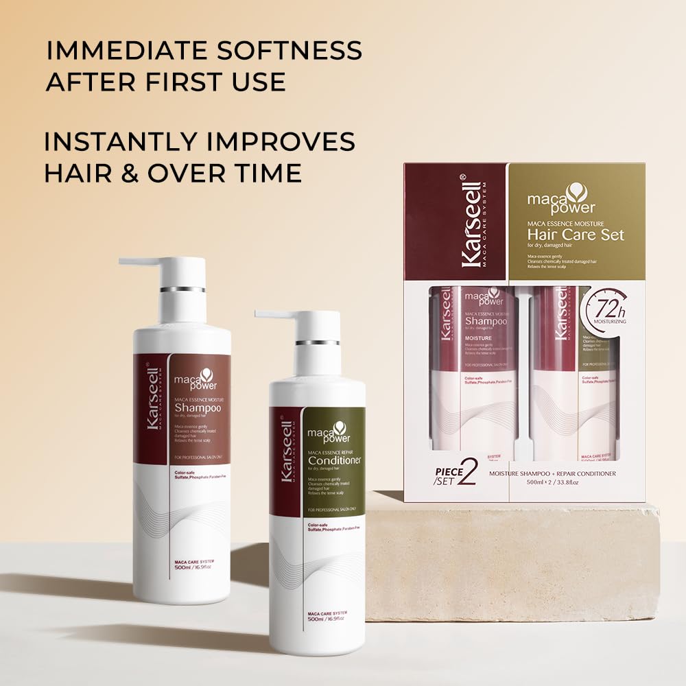 Karseell Collagen Hair Treatment Set – Repair & Conditioning Shampoo + Conditioner for Dry Damaged Hair, All Hair Types, 16.9 fl oz Each