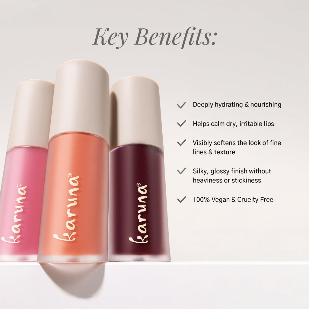 Karuna Skin Float Tinted Lip Oil – Hydrating Vegan Lip Tint with Peptides & Antioxidants (4.8 mL)