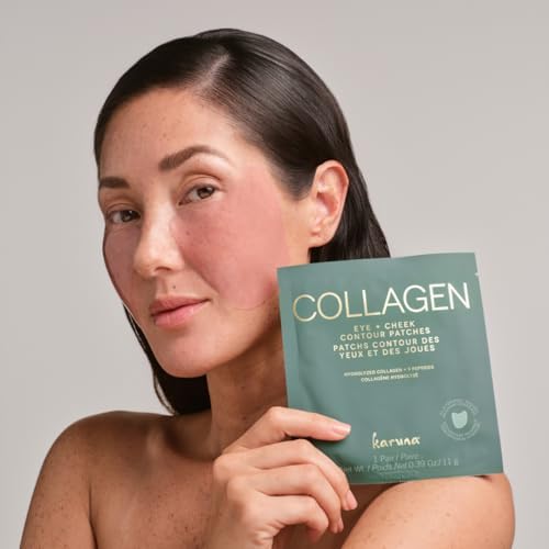 Karuna Skin Collagen Hydrogel Eye & Cheek Mask – 2-Piece Hydrating Patches, 4 Pack