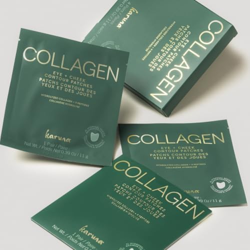 Karuna Skin Collagen Hydrogel Eye & Cheek Mask – 2-Piece Hydrating Patches, 4 Pack