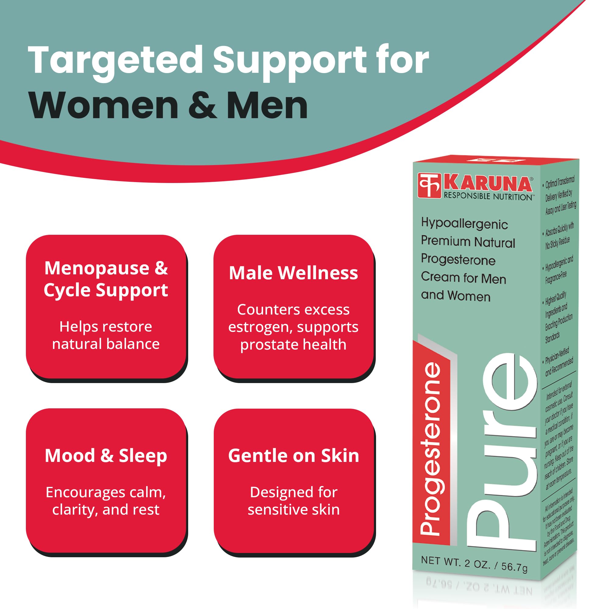 Karuna Progesterone Pure 2oz – Hypoallergenic USP Progesterone Cream