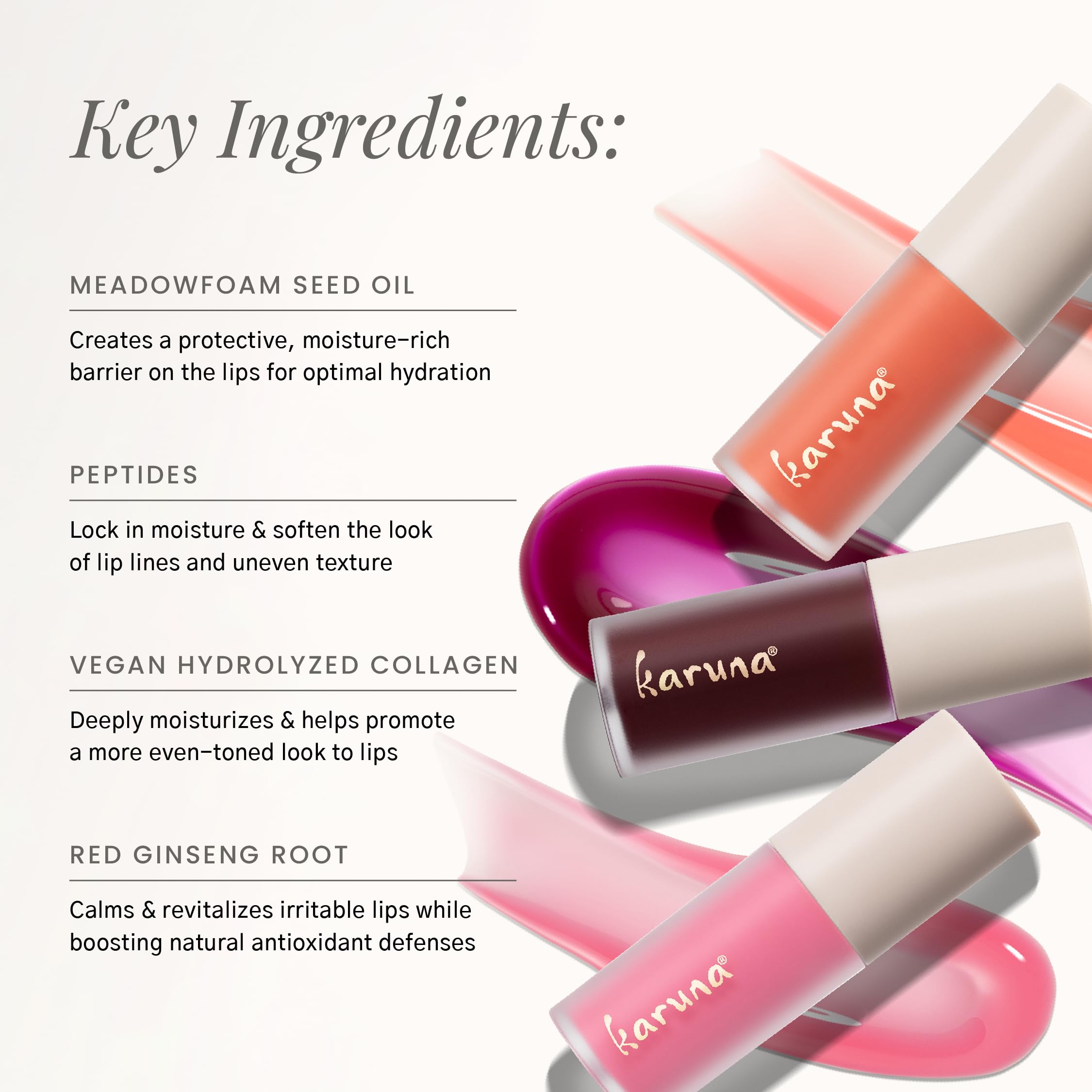 Karuna Skin Tinted Lip Oil Grow – Hydrating Lip Tint with Peptides & Antioxidants