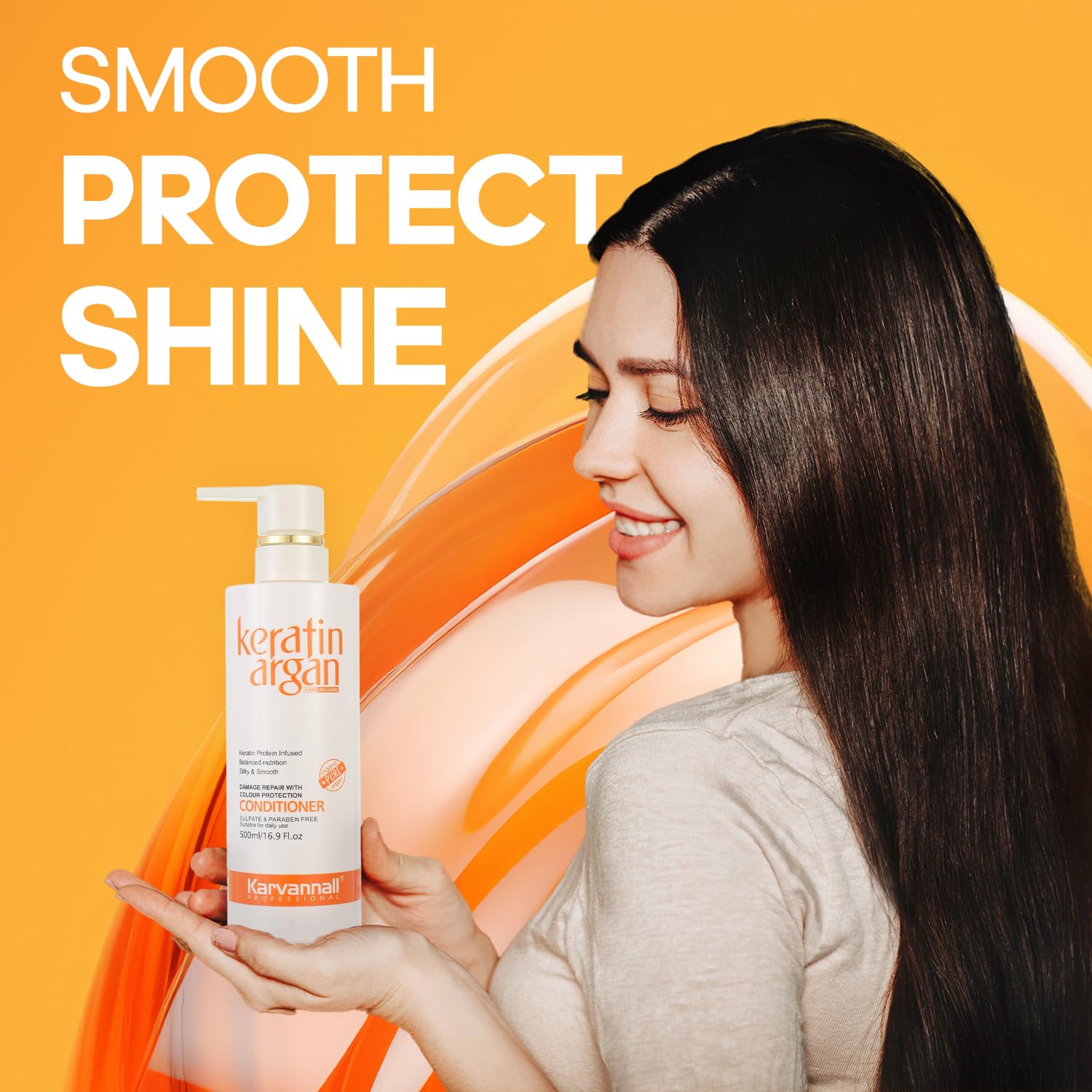 Karvannall Keratin Argan Damage Repair Conditioner – 16.9 oz, Color Protection, Sulfate & Paraben Free