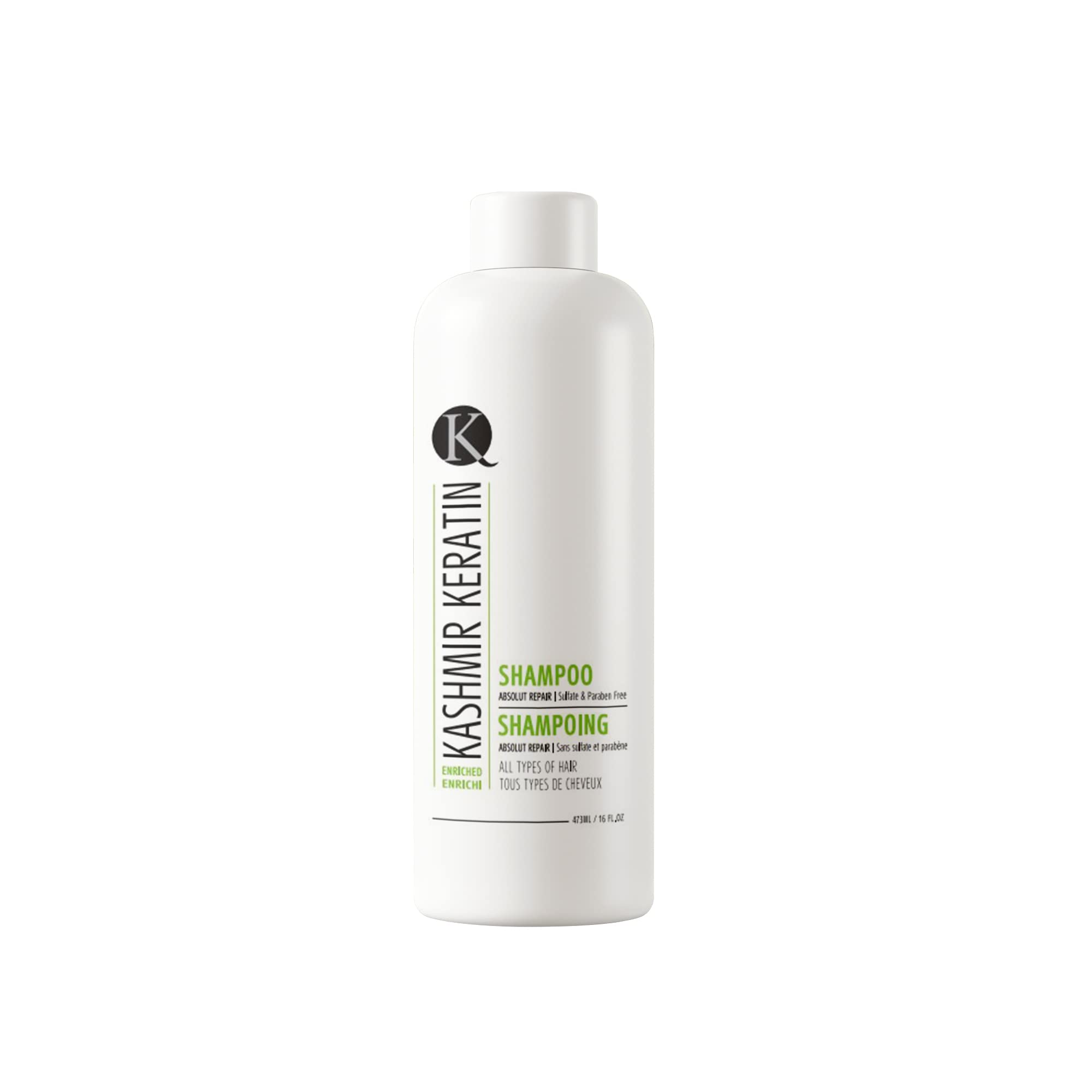 Kashmir Keratin Enriched Shampoo – Sulfate Free & Paraben Free for All Hair Types (16 Fl Oz)