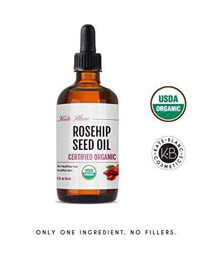 Kate Blanc Rosehip Oil for Face & Skin – Organic Cold-Pressed 4oz | Hydrating Facial Oil