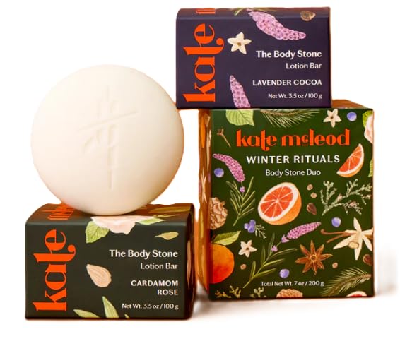 Kate McLeod Winter Rituals Body Stone Duo – Lavender Cocoa & Cardamom Rose