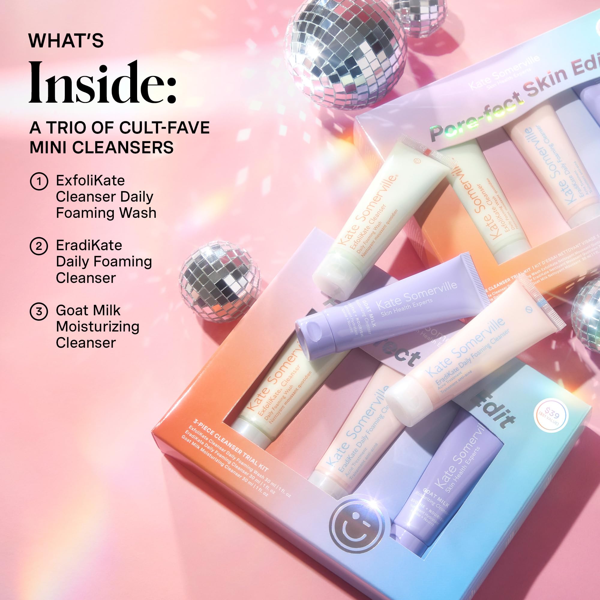 Kate Somerville Pore-fect Skin Edit Travel Kit: ExfoliKate, EradiKate & Goat Milk Cleanser