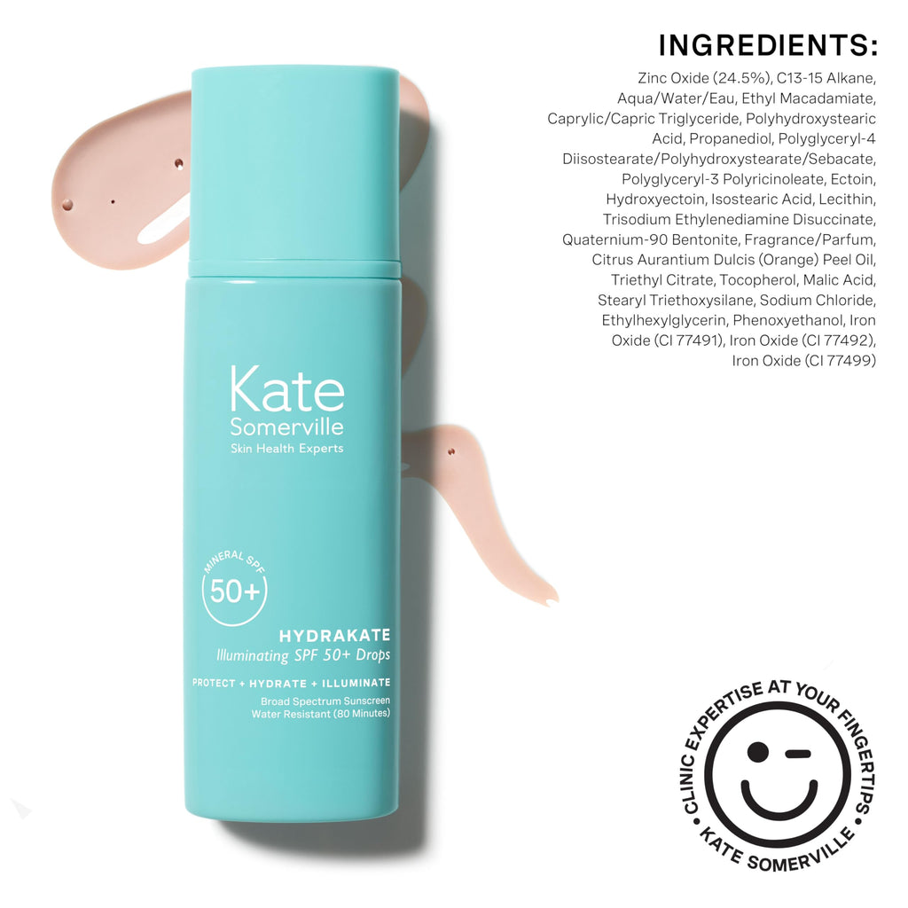Kate Somerville HydraKate Illuminating Sunscreen Drops SPF 50+ | Mineral Tint & Hydration