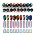Katfan Holographic Chrome Nail Powder Set — 9 Colors, Aurora & Chameleon Effects, Silicone Brush Included