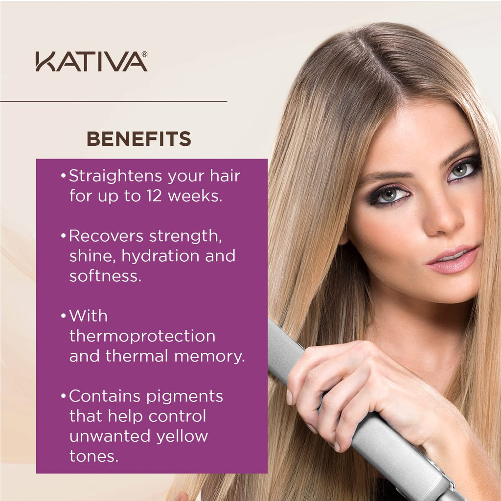 KATIVA Blonde Brazilian Straightening Kit — 12 Weeks of At-Home Keratin Treatment for Light Hair